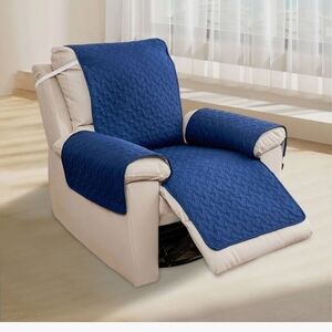 Navy Blue Quilted Recliner Cover New